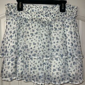 Altar'd State Blue and White Floral Mini Skirt